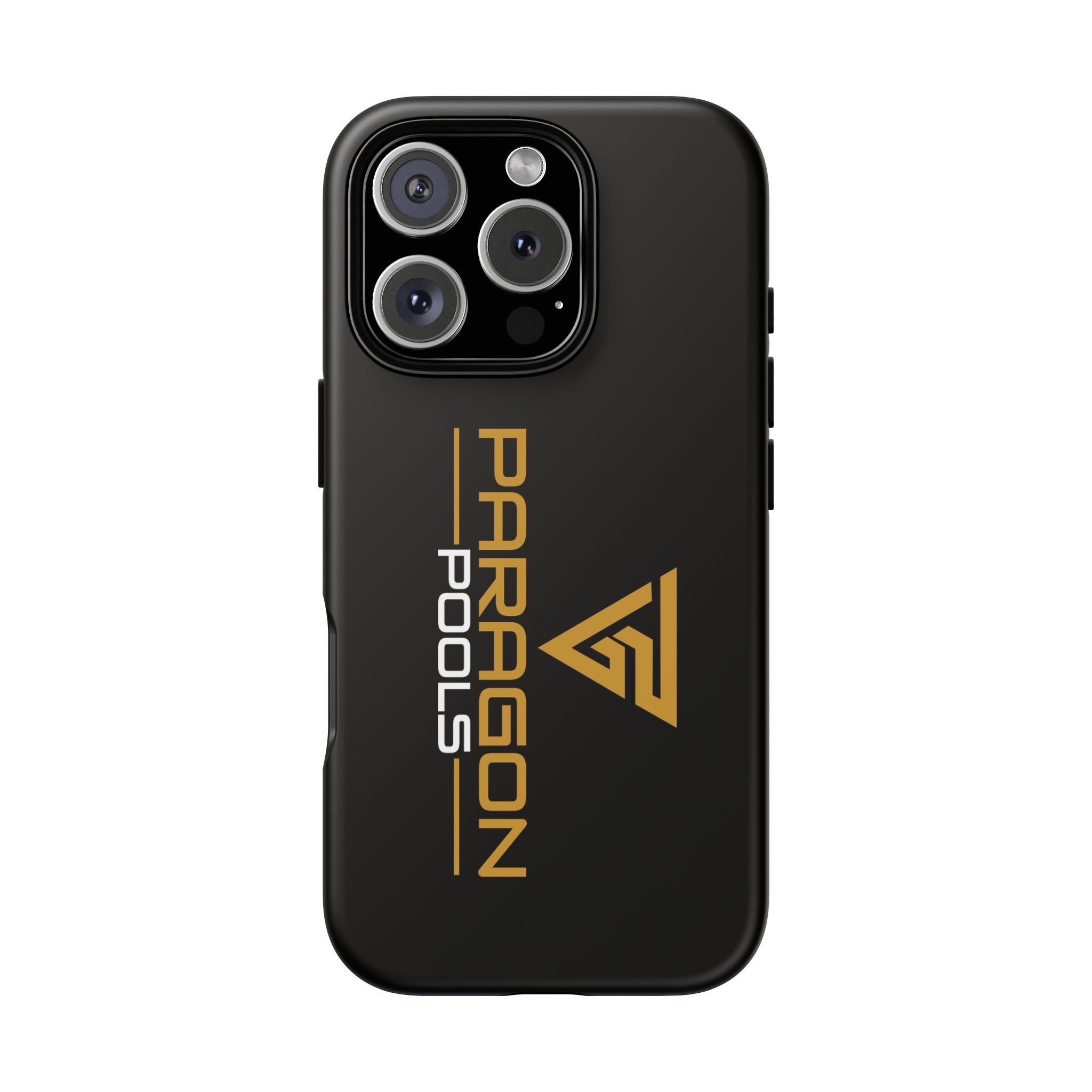 Paragon Pools Tough Phone Case — Rugged Black Protective Cover with Gold Logo