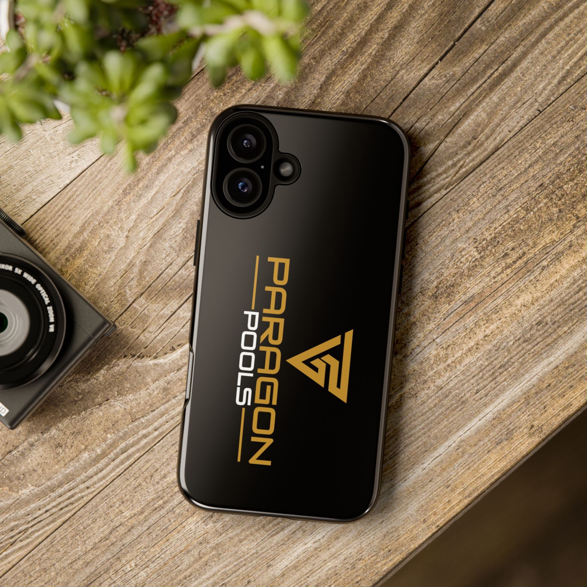 Paragon Pools Tough Phone Case — Rugged Black Protective Cover with Gold Logo