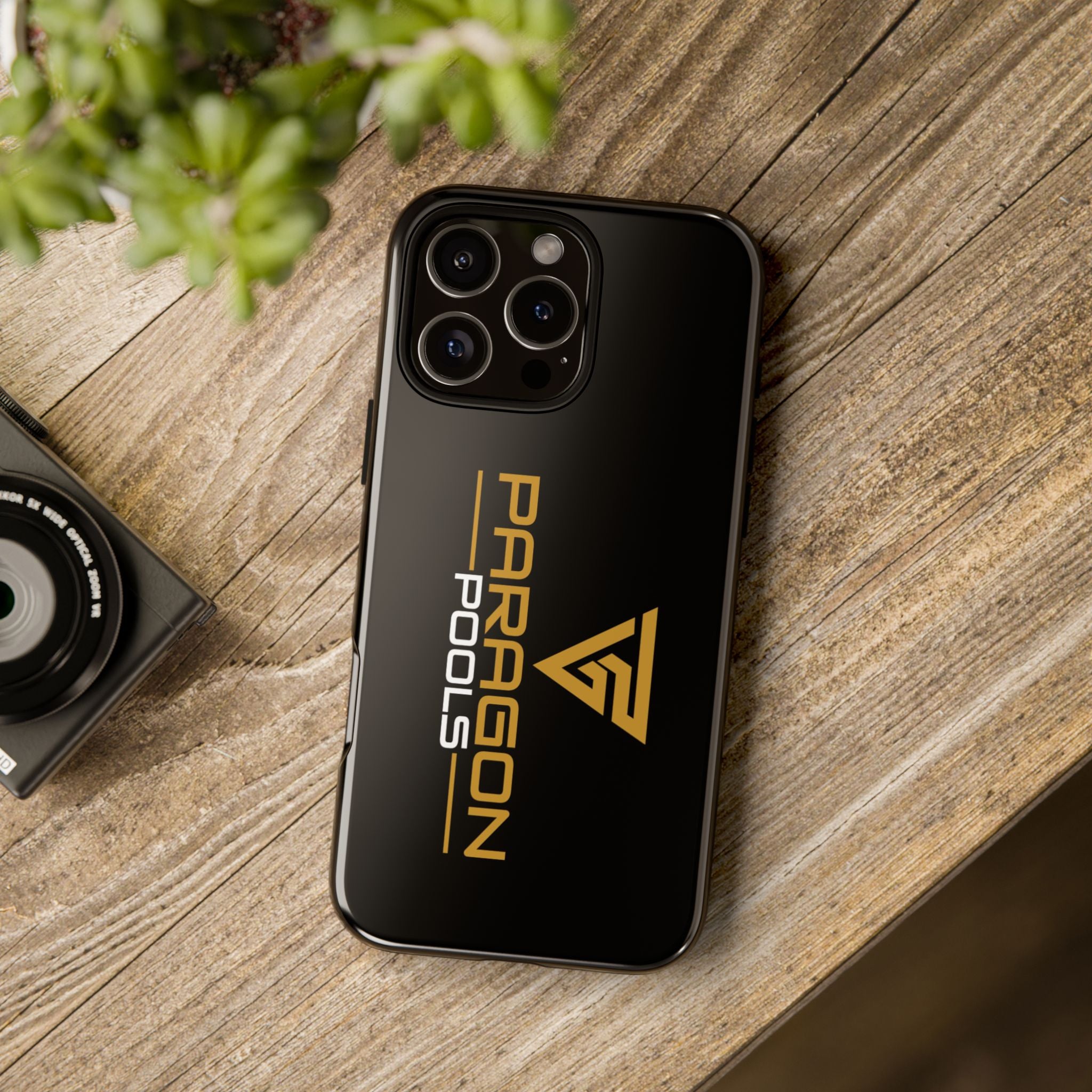 Paragon Pools Tough Phone Case — Rugged Black Protective Cover with Gold Logo