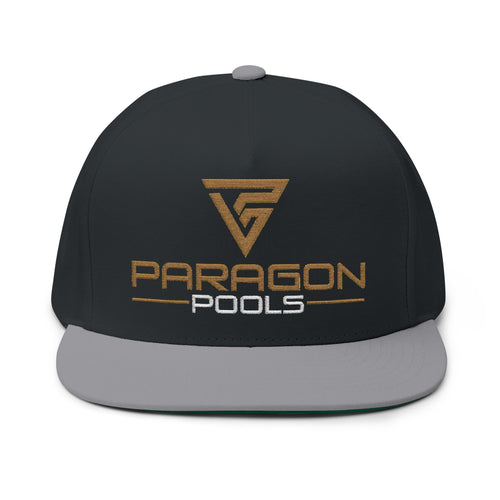 Embroidered Flat Bill Cap — Paragon Pools Logo Snapback