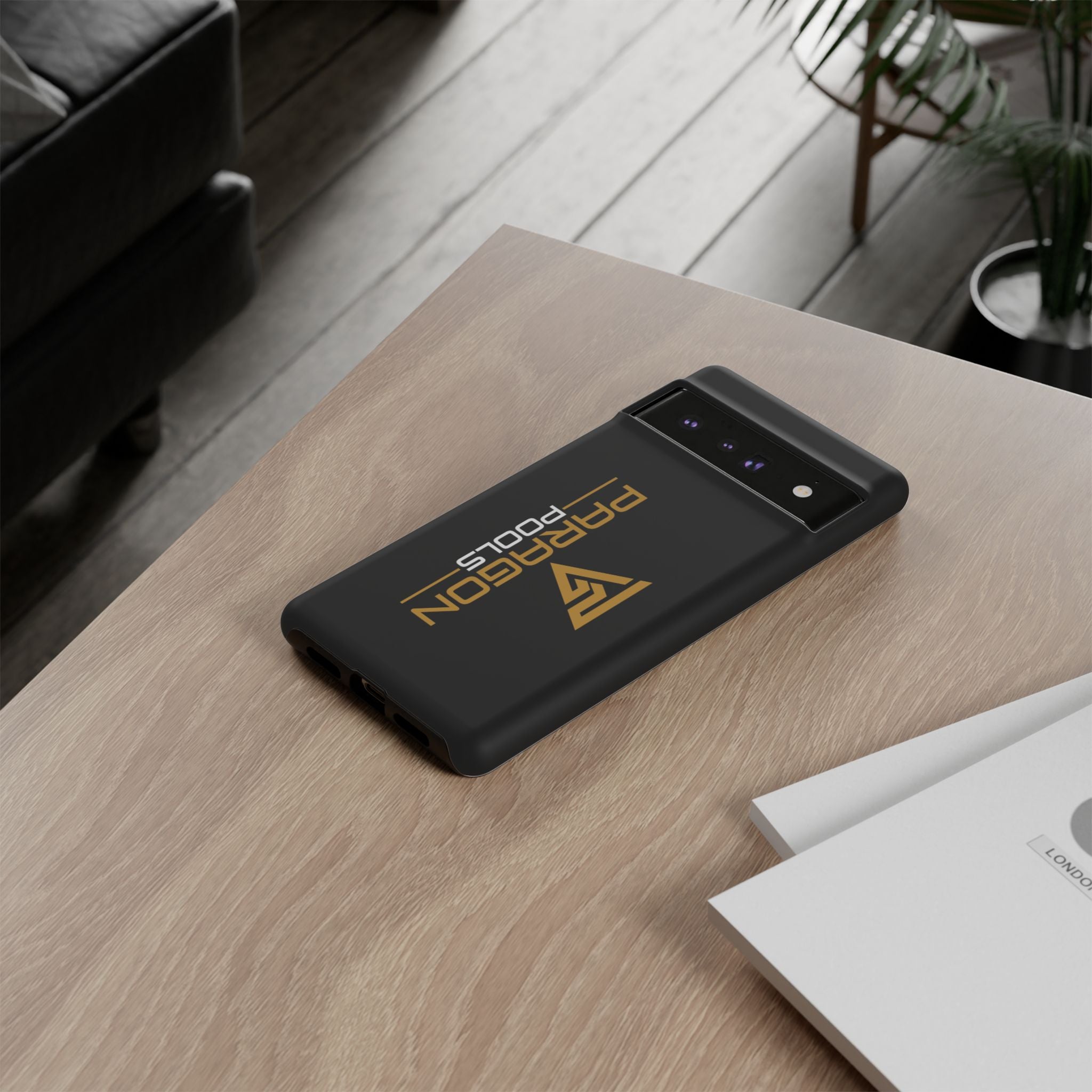 Paragon Pools Tough Phone Case — Rugged Black Protective Cover with Gold Logo