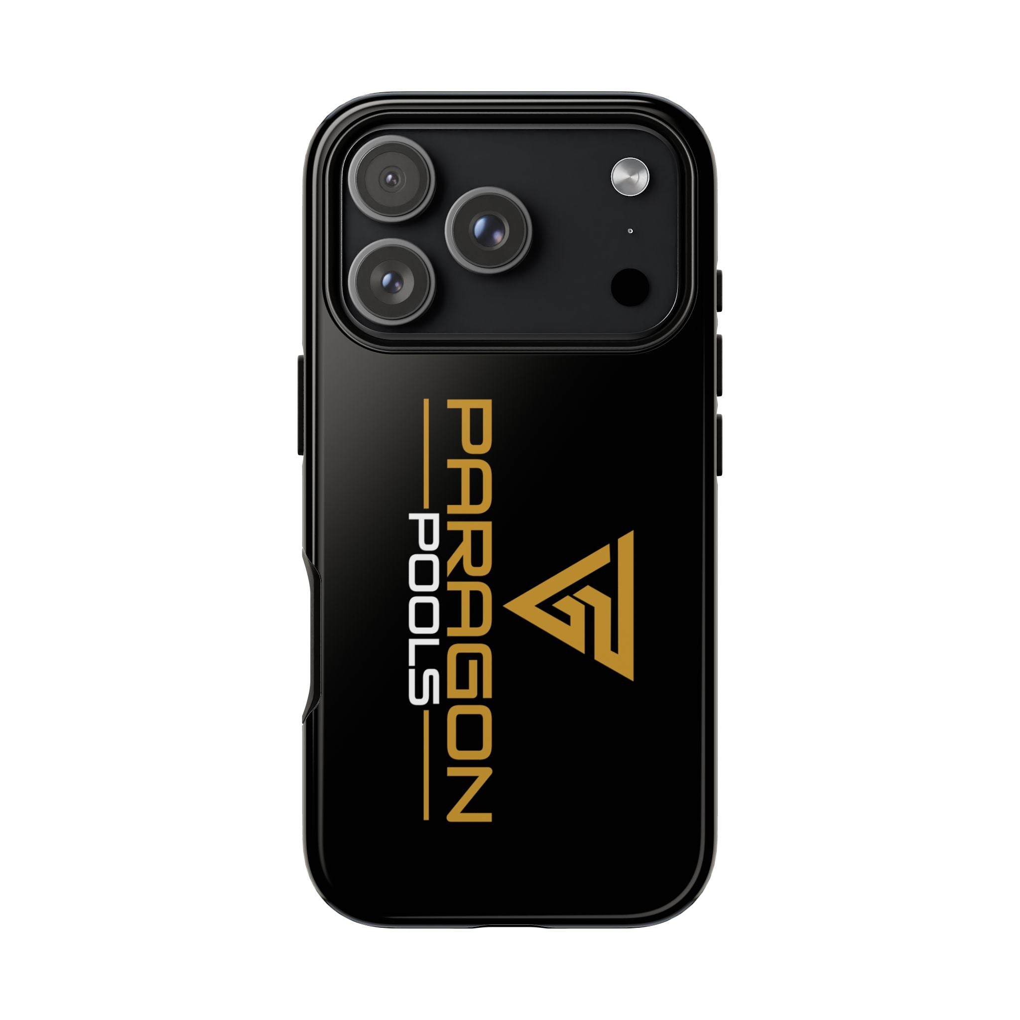 Paragon Pools Tough Phone Case — Rugged Black Protective Cover with Gold Logo