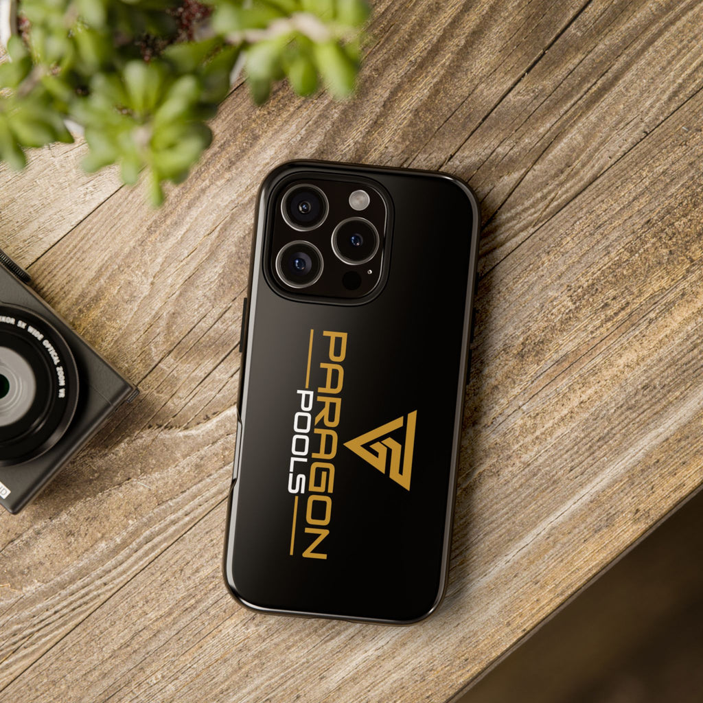 Paragon Pools Tough Phone Case — Rugged Black Protective Cover with Gold Logo