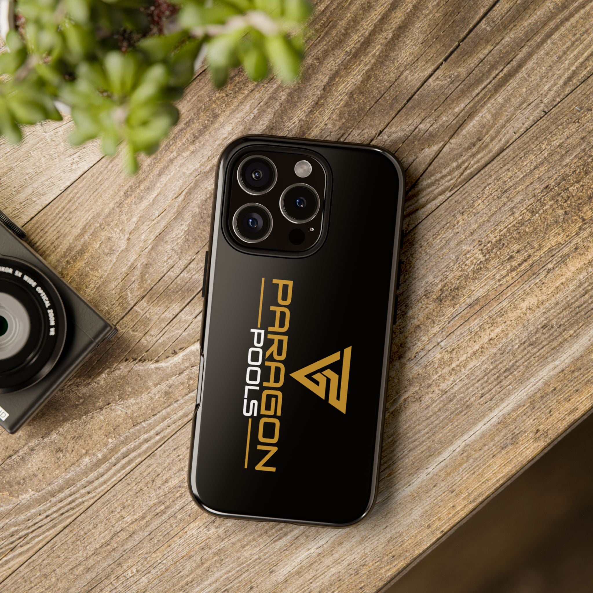 Paragon Pools Tough Phone Case — Rugged Black Protective Cover with Gold Logo