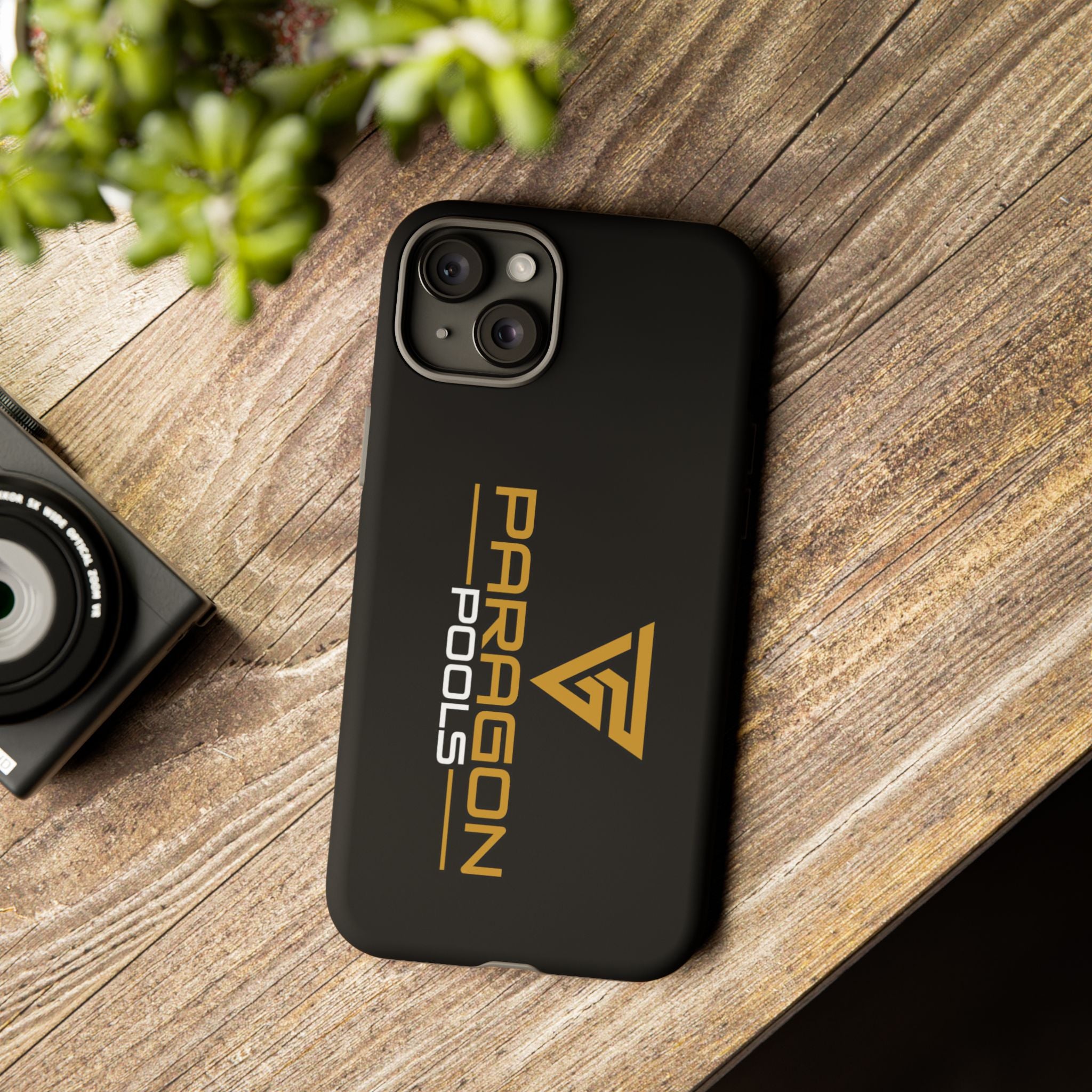 Paragon Pools Tough Phone Case — Rugged Black Protective Cover with Gold Logo